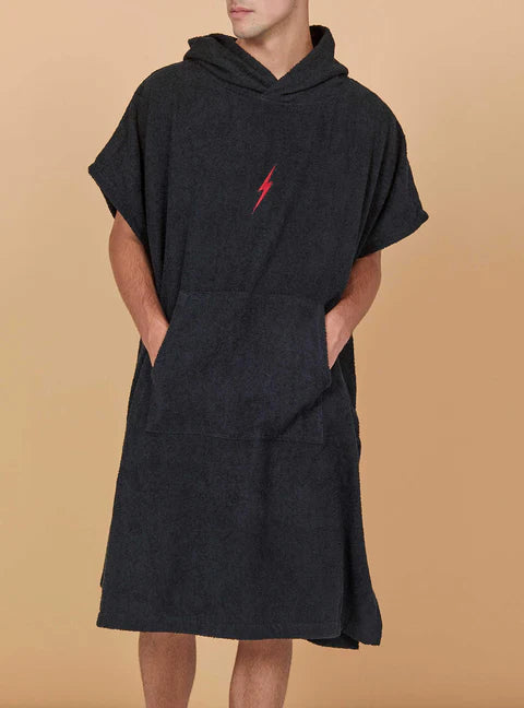 Lightning Bolt Poncho/Toalla con capucha - Black