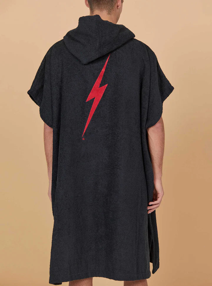 Lightning Bolt Poncho/Toalla con capucha - Black