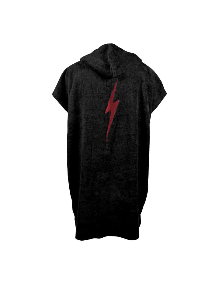 Lightning Bolt Poncho/Toalla con capucha - Black