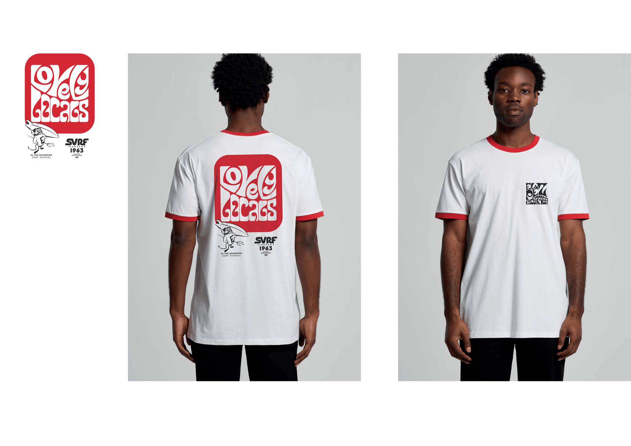 El Pez Escorpión Camiseta "Lovely Ringer" - Blanco/Rojo
