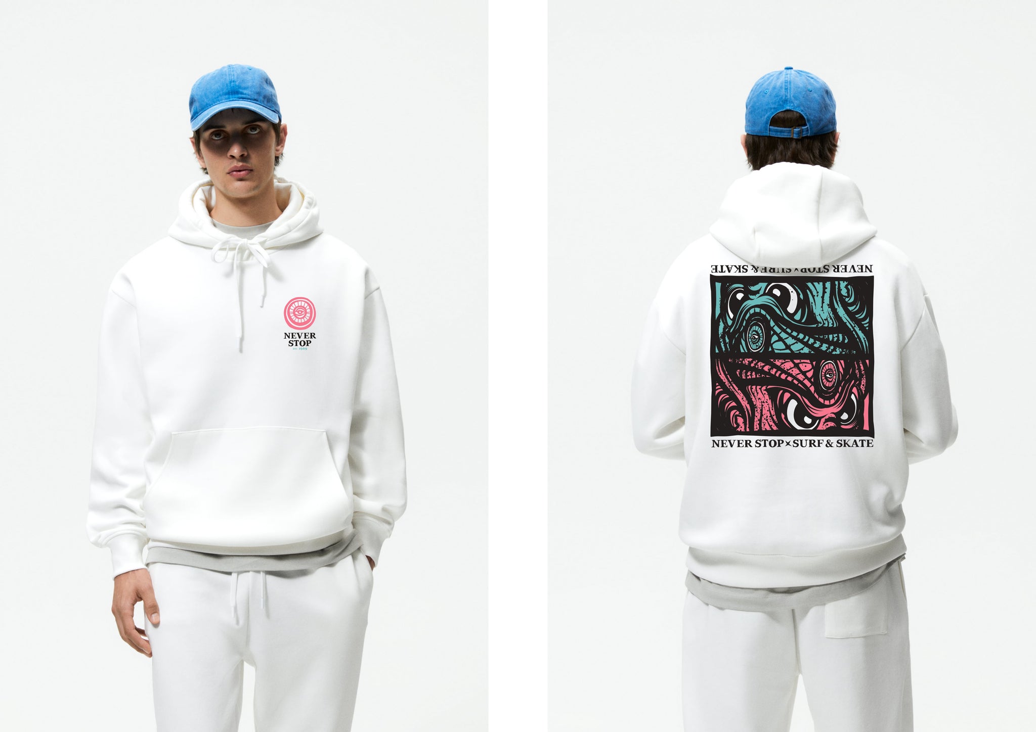 Never Stop Sudadera "1989 Hood" - Blanco